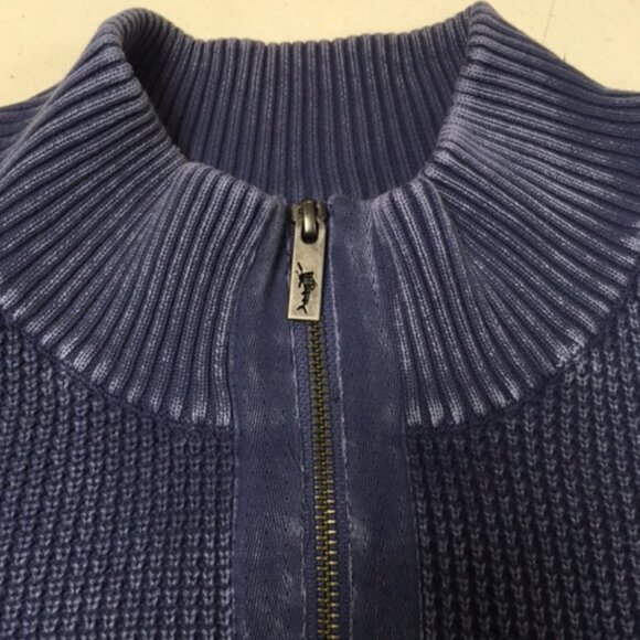 Tommy Bahama 3XB Blue Cotton Long Sleeve Half-Zip Sweater - Picture 2 of 9